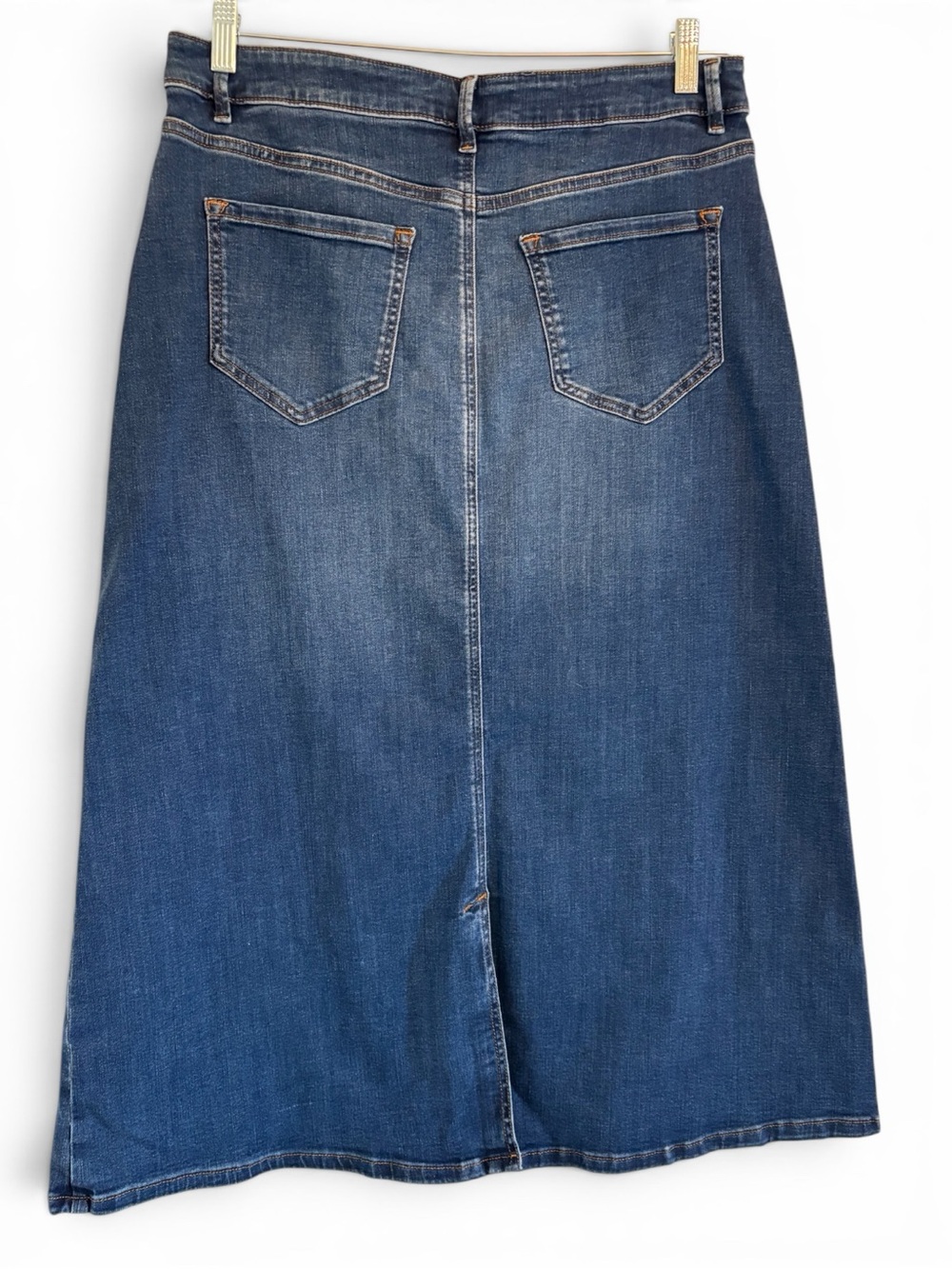 J.Jill Blue Wash Stretch Denim Panel Maxi Skirt | Cotton Blend | Size 10 - Picture 3 of 13